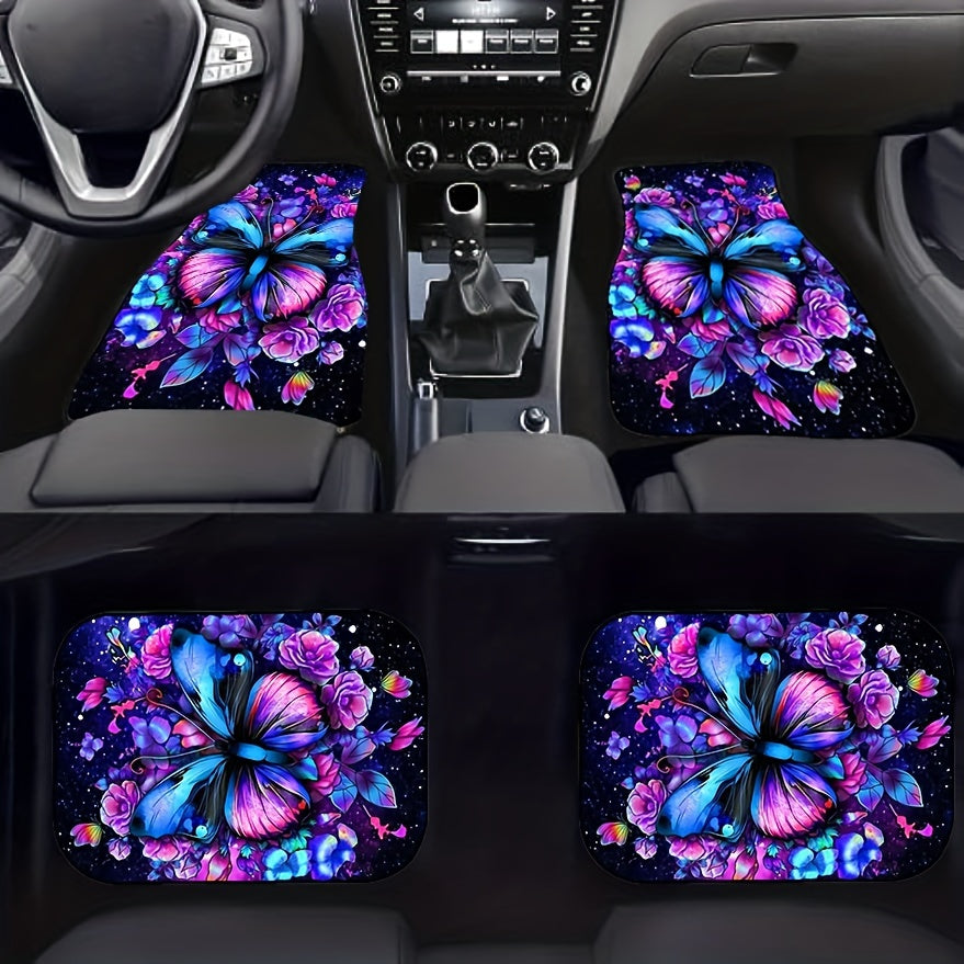 4pcs Abstract Butterfly Car Floor Mat Water absorbent Non slip Stain resistant