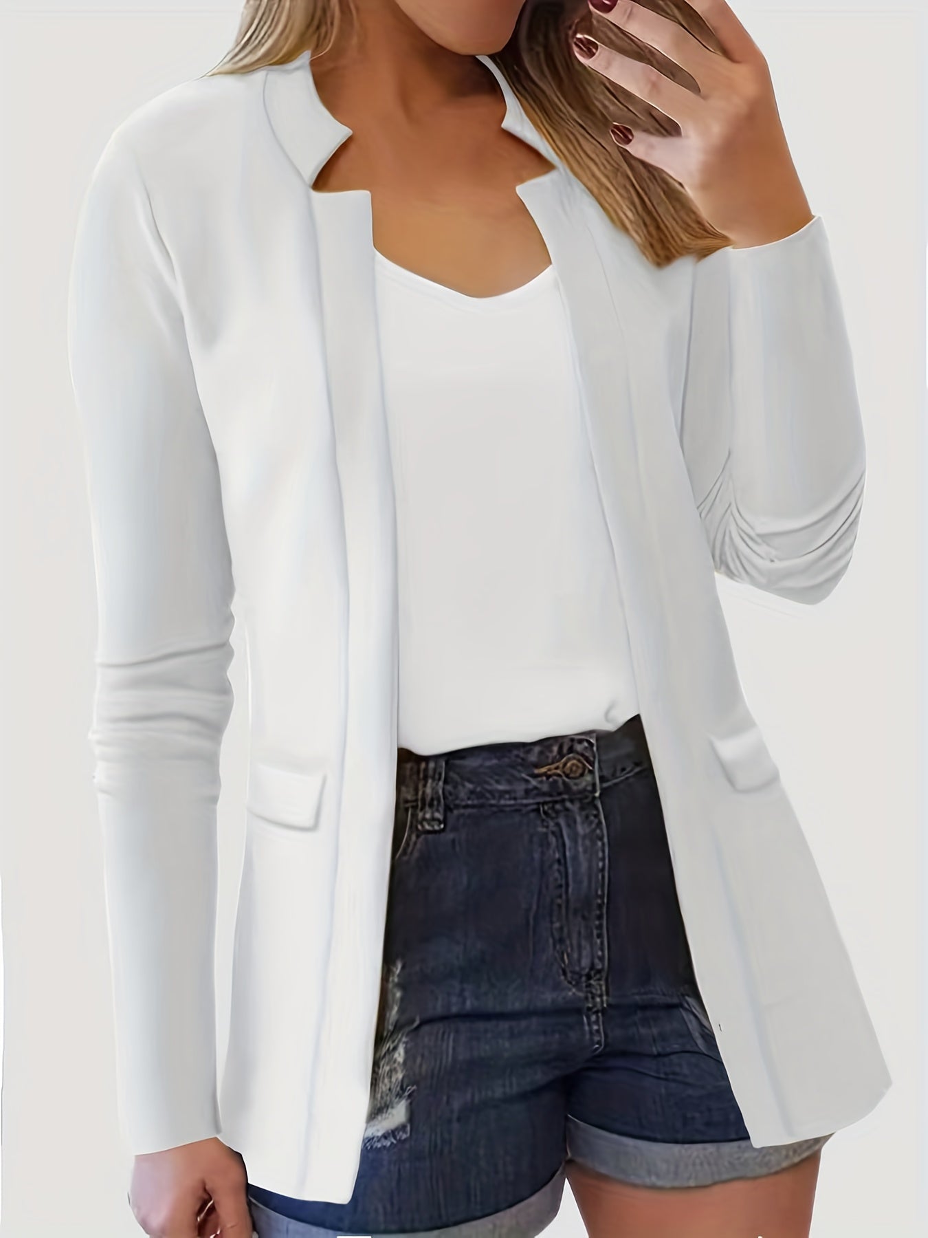 Women's Solid Open Front Blazer