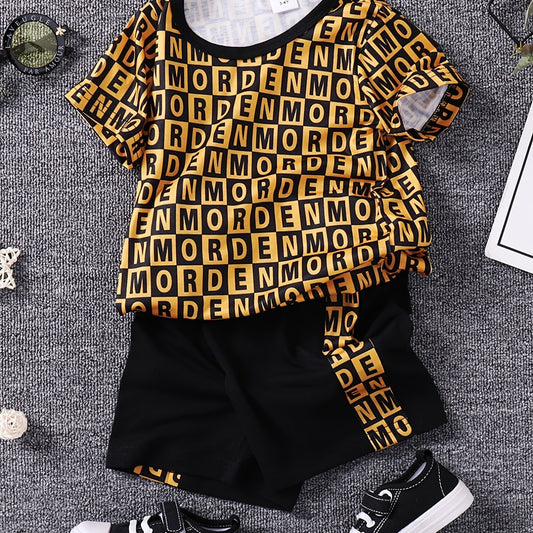 Toddler Boys Cotton T Shirt Matching Shorts Crew Neck Short Sleeve Tee Top Botto