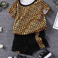 Toddler Boys Cotton T Shirt Matching Shorts Crew Neck Short Sleeve Tee Top Botto
