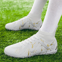 Boy's High Top Turf Football Boots Outdoor Soccer Cleats