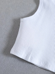 Girl's Ribbed Tank Top & Belted Pants Set for Summer