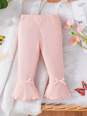 Baby Girl's Stretchy Flare Pants With Fringe Flounce Bell Bottom Leggings