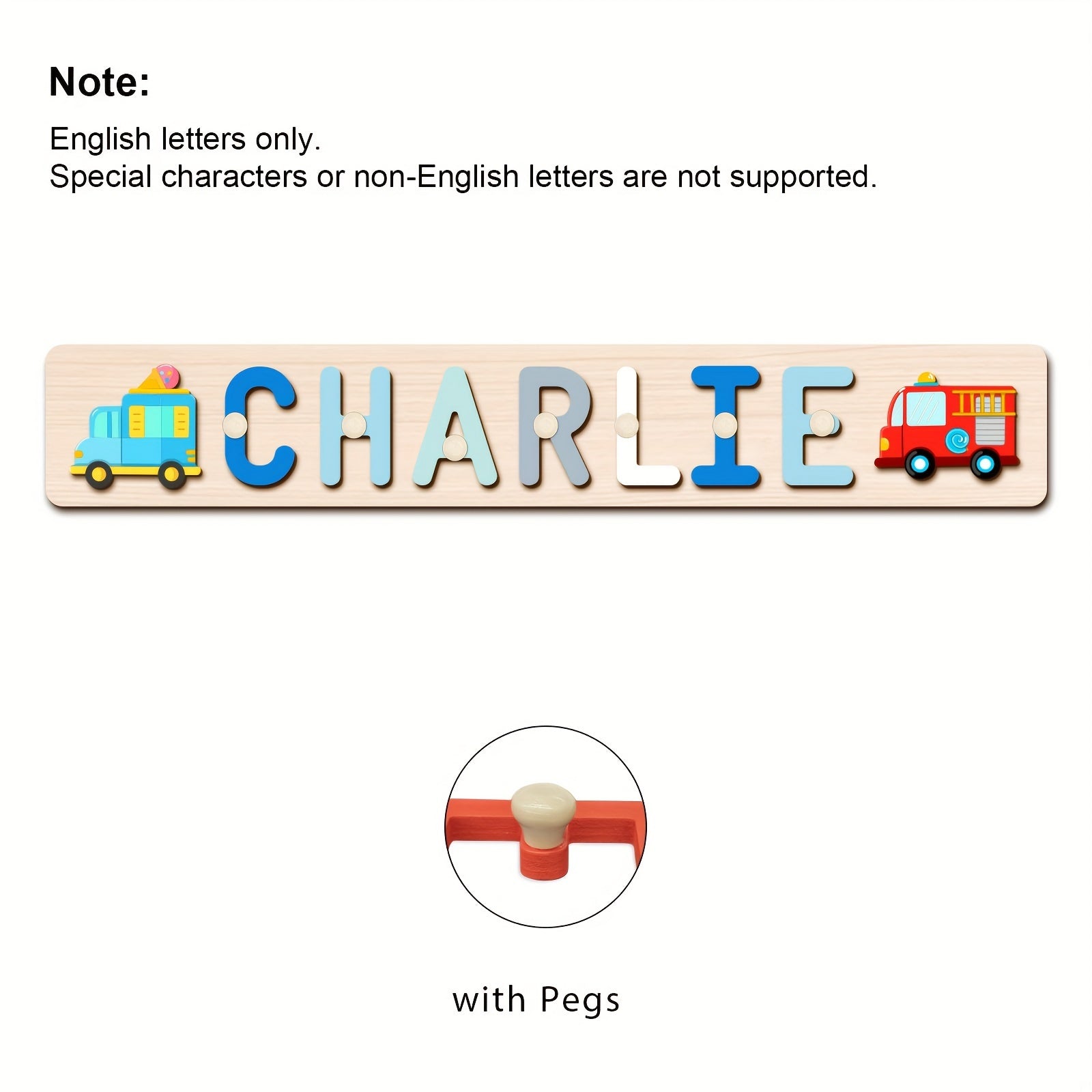 Personalized Wooden Name Puzzle with Animal & Car Designs