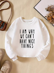 Girls Fun Letter Sweatshirt Long Sleeve Casual Pullover