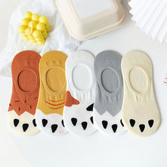 5 Pairs Women's Non Slip Cat Claw Ankle Socks Low Cut Cotton Stockings