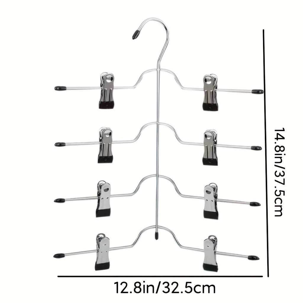 4 Tier Metal Skirt Hanger Pants Hanger Space Saving Non Slip Grip