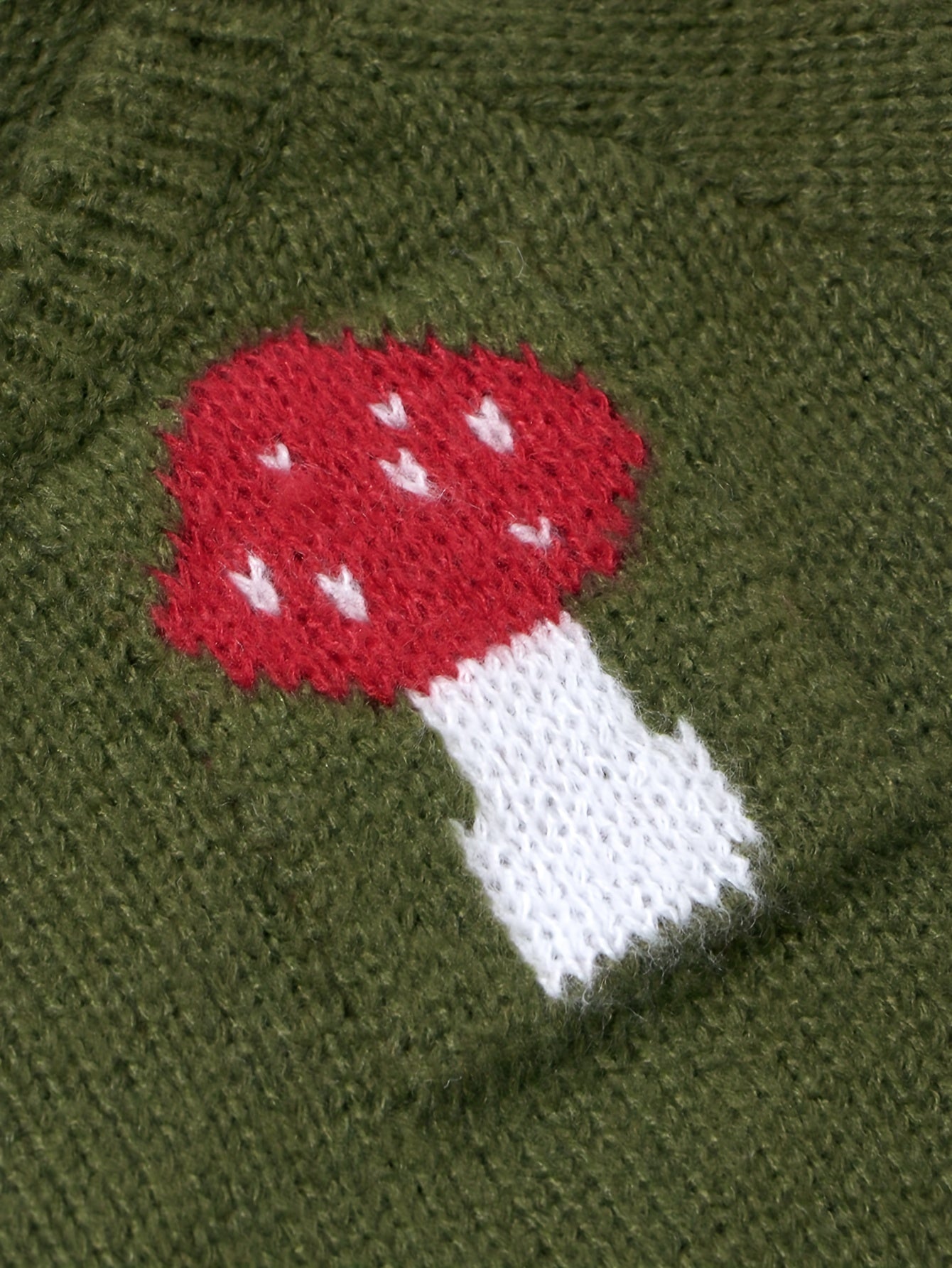 Y2K Mushroom Print Bell Sleeve Crop Sweater