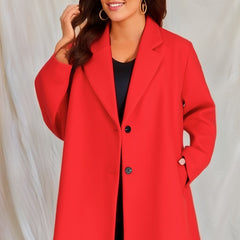Solid Button Up Blazer with Pockets