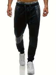 Leather Patchwork Men's Drawstring Pocket Sweatpants