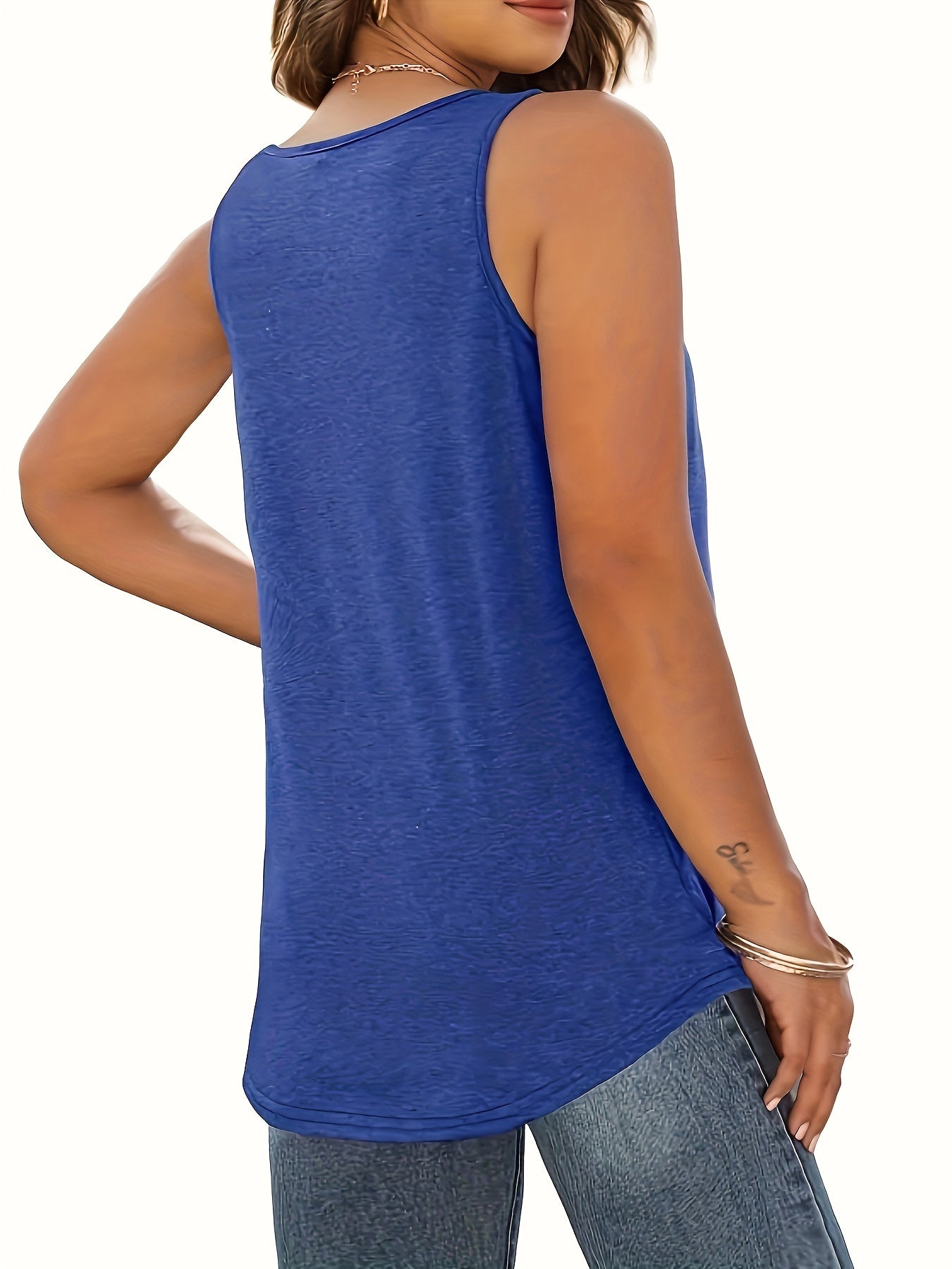 Pleated Tank Top Sleeveless Crew Neck Summer Top