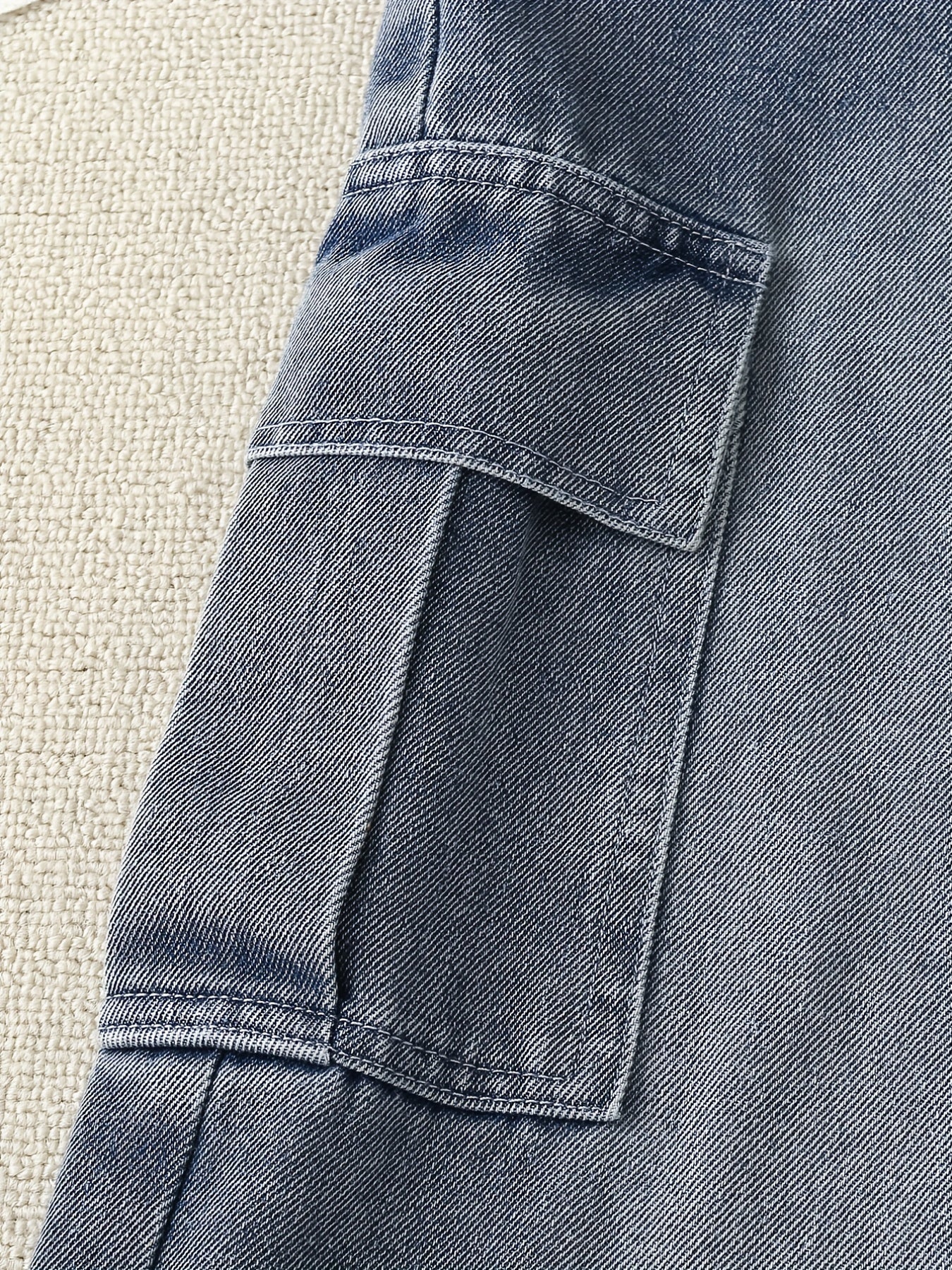Girls Casual Baggy Fit Cargo Jeans Wide Leg Denim Pants
