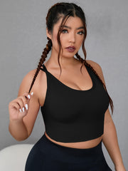 Sports Bra Women's Plus Solid Round Neck Backless High Stretch
