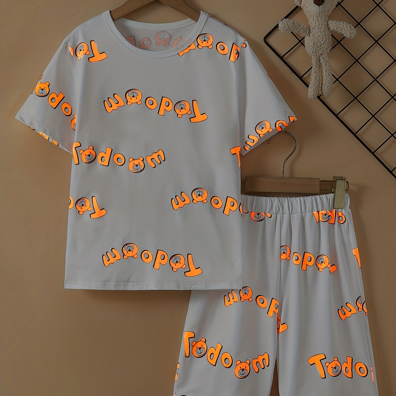 Boys Alphabet Bear Print Pajama Set