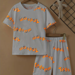Boys Alphabet Bear Print Pajama Set
