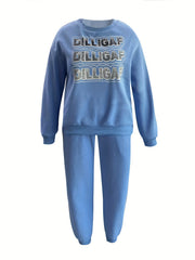 Outfit: Women's Letter Print Sweatshirt & Pants Set