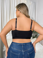 Bra Women's Plus Contrast Lace Solid High Stretch T shirt Longline Bra
