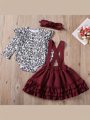 Leopard Print Top & Suspender Puffy Dress