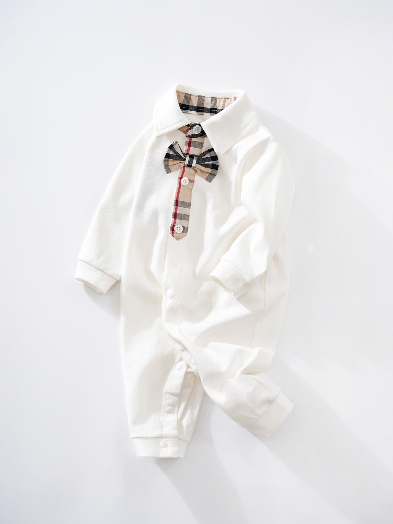 Baby Long Sleeve Jumpsuit with Bow Tie