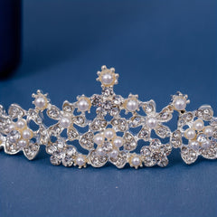 Kids Princess Crown Flower Faux Pearl Headwear