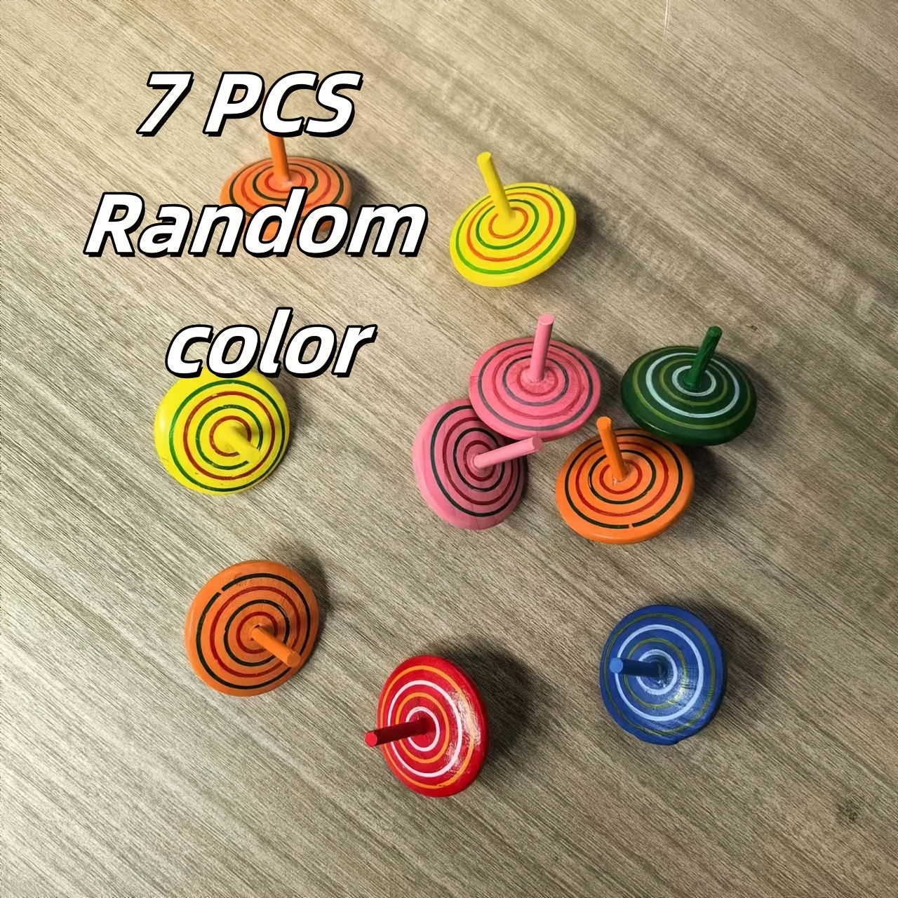 Colorful Hand Painted Wooden Gyroscopes Mixed Spinning for Halloween Party Toys