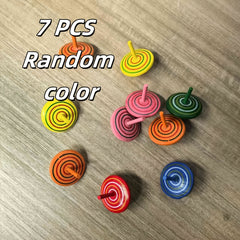 Colorful Hand Painted Wooden Gyroscopes Mixed Spinning for Halloween Party Toys