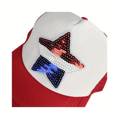 Sequin Pentagram Patch Trucker Hat Mesh Baseball Cap Unisex Sunshade Dad Hats