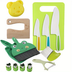 Kids Cooking Kit with Safety Knives, Cutting Board & Food Shapes