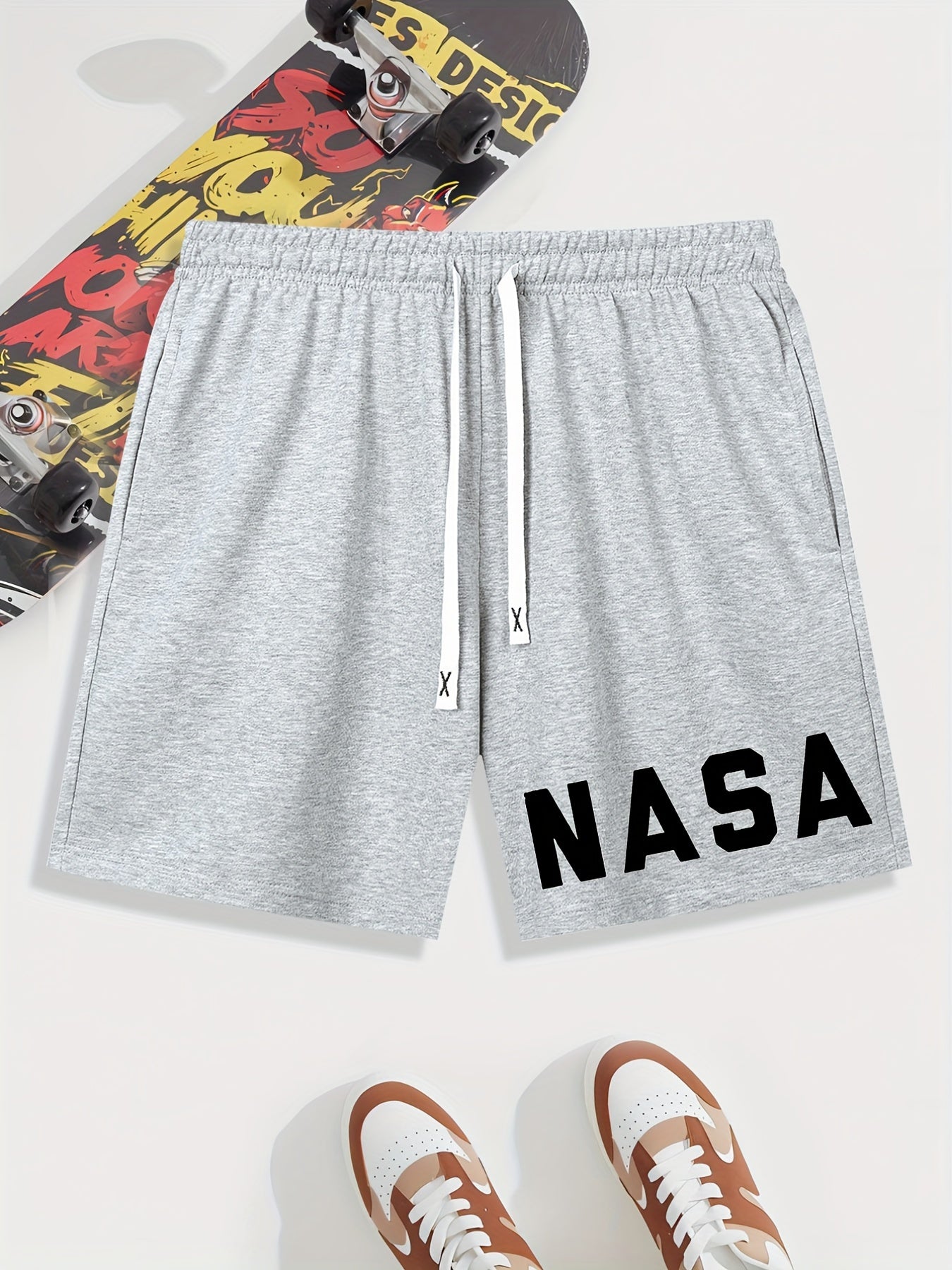 NASA Print Men's Drawstring Waistband Shorts Summer Clothing
