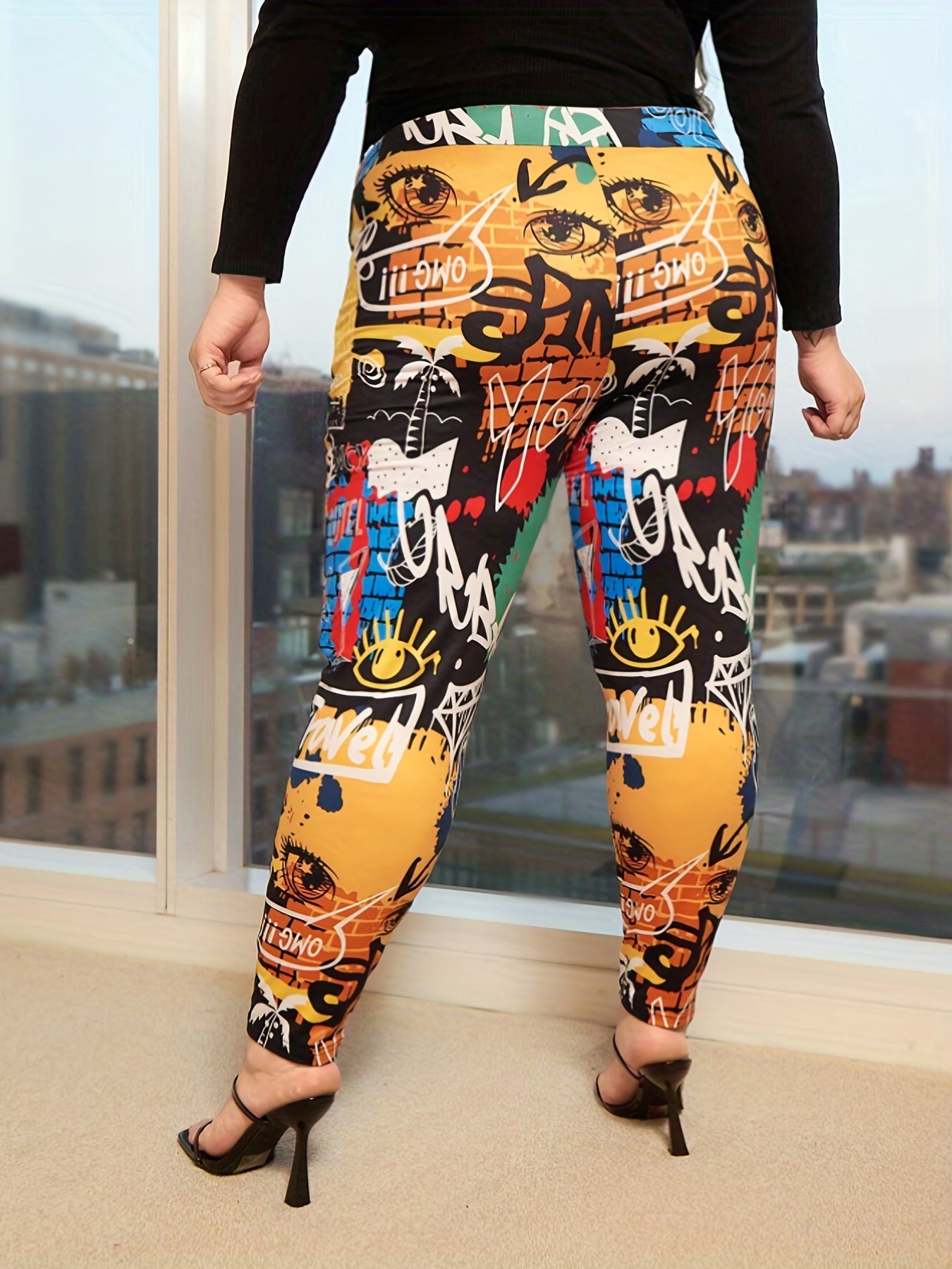 Graffiti Print Skinny Leggings