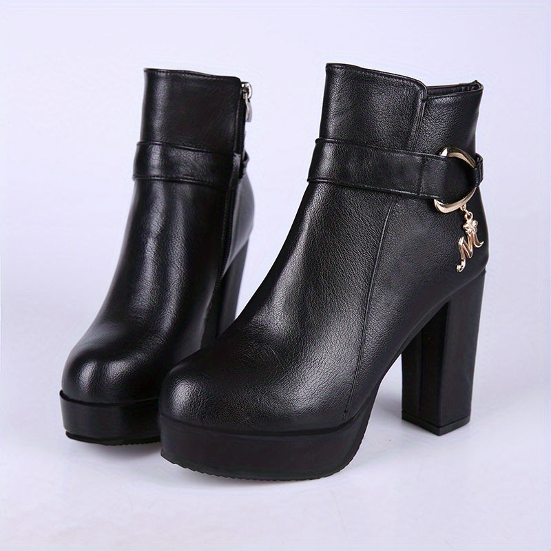 Women's Metallic Decor Platform Ankle Boots