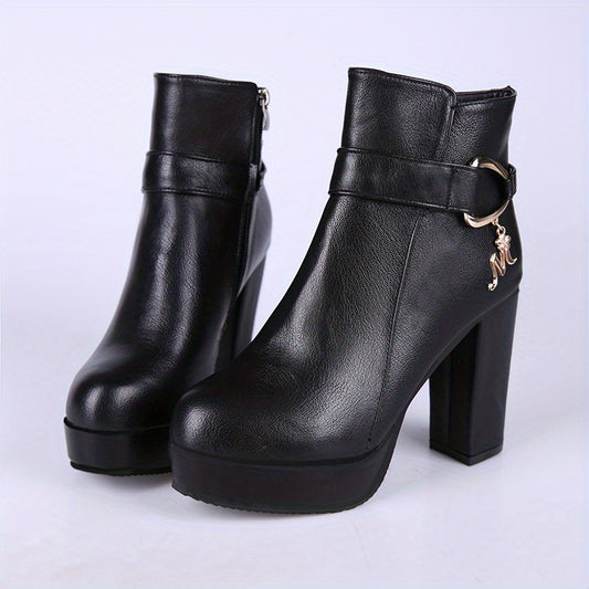 Women's Metallic Decor Platform Ankle Boots