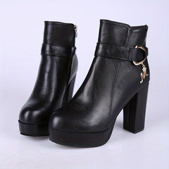 Women's Metallic Decor Platform Ankle Boots