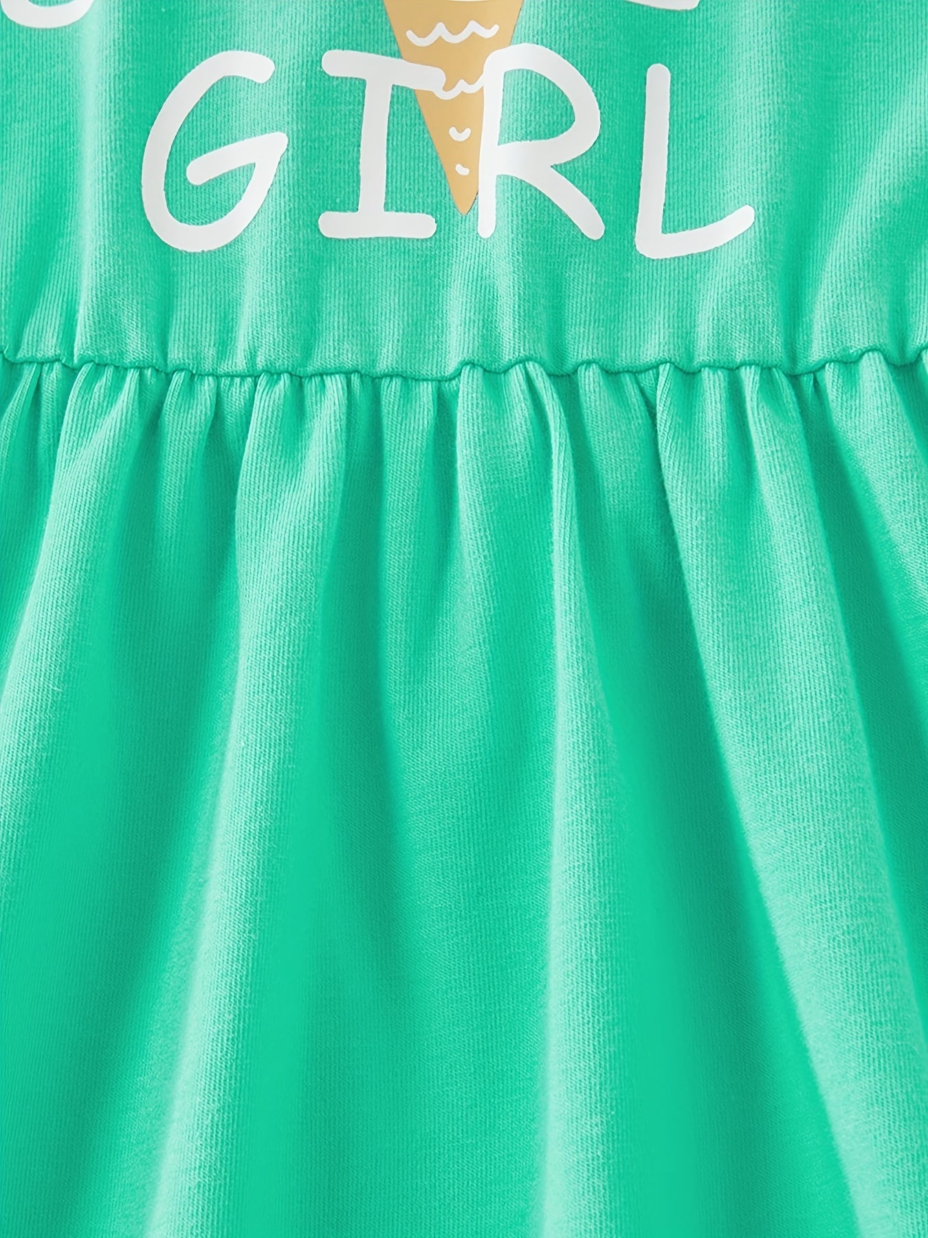 Girls Flying Sleeves Dress Polka Dot Ice Cream Print Kids Princess Dress