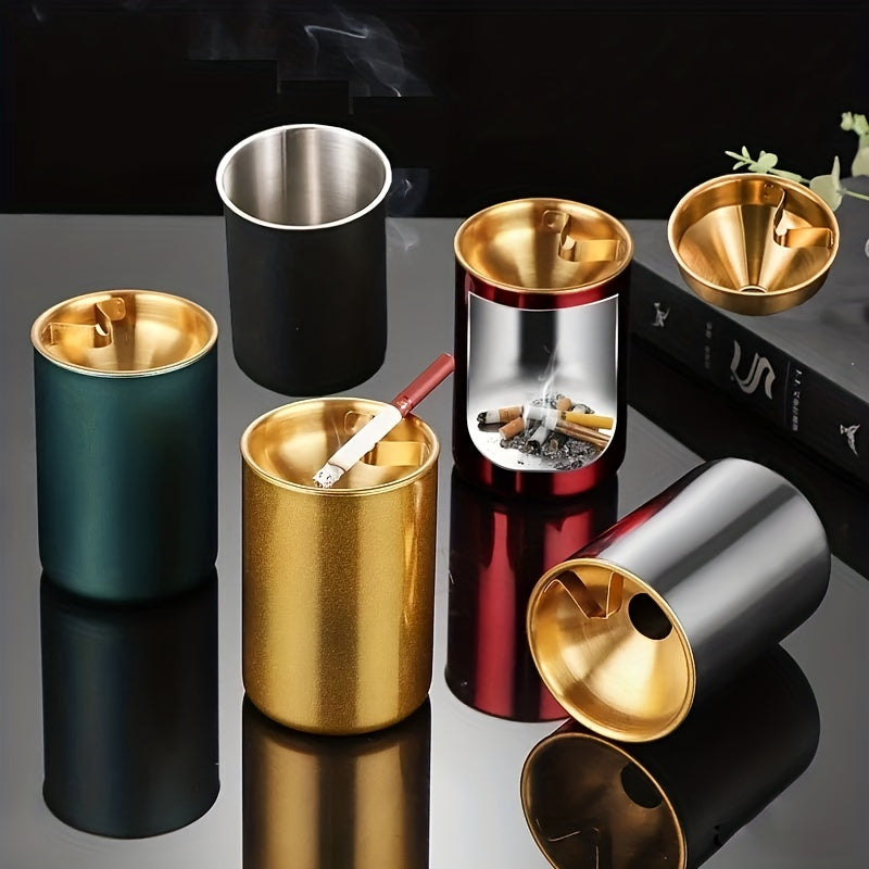 Stainless Steel Ashtray with Funnel and Windproof Design