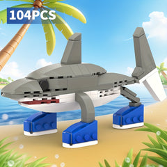 Funny Shark Model Building Blocks Toy Cartoon Birthday Gift Desktop Decoration