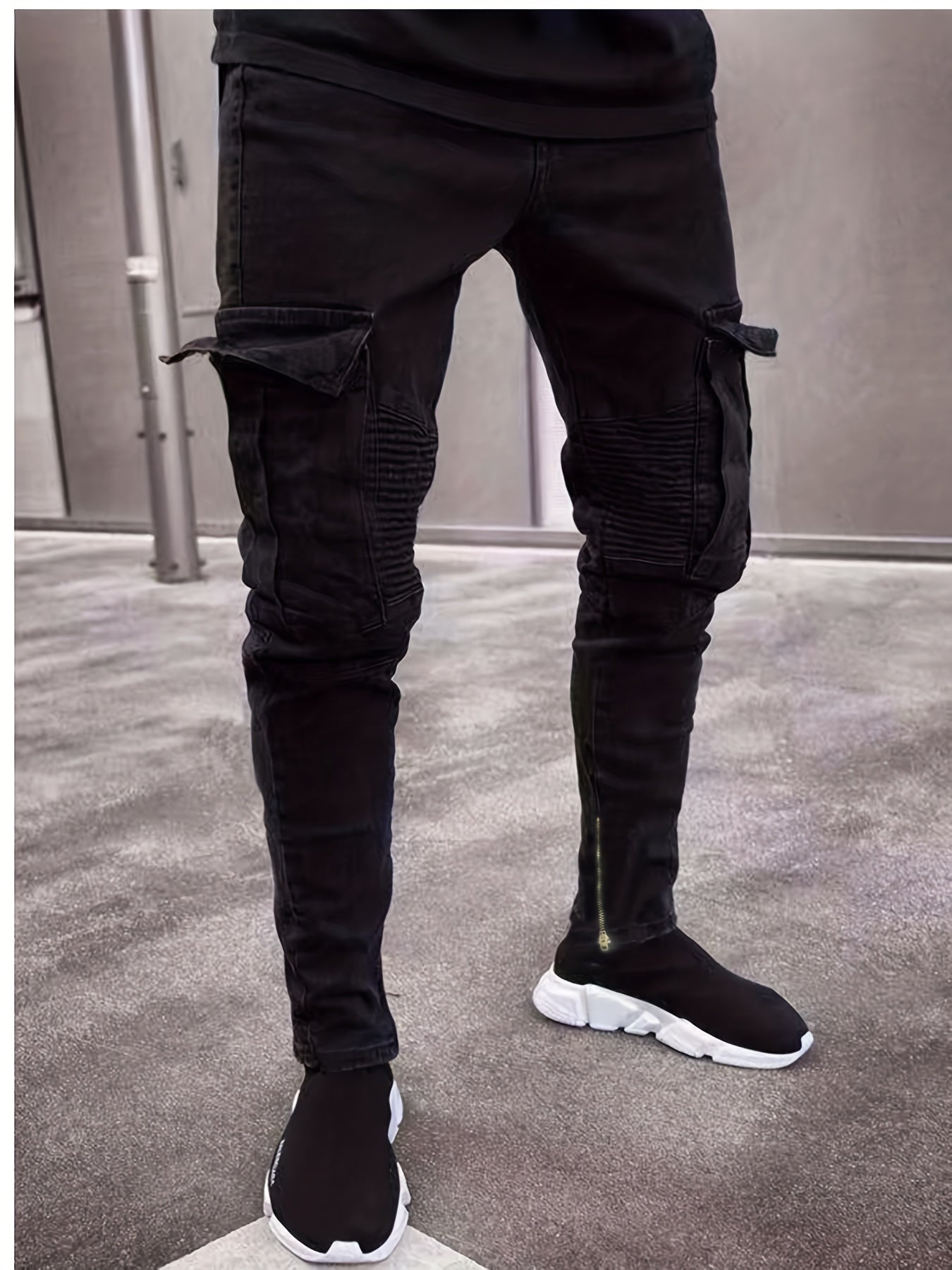 Men's Slim Fit Biker Jeans Casual Street Style Denim Pants