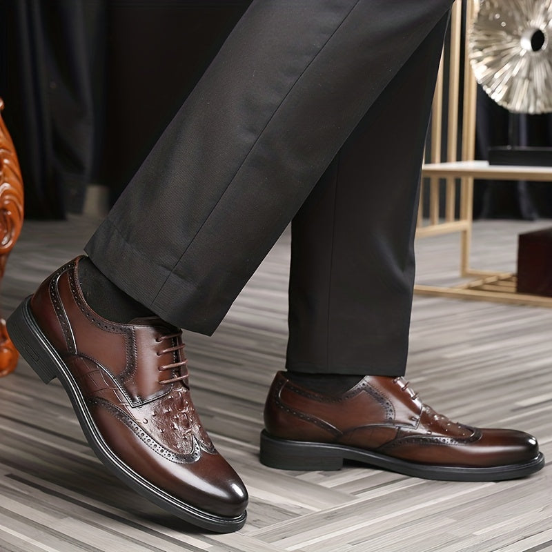 Men's Brogue Derby Shoes Wingtip Lace Up Outdoor Dress Office Business Formal