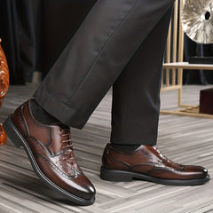 Men's Brogue Derby Shoes Wingtip Lace Up Outdoor Dress Office Business Formal