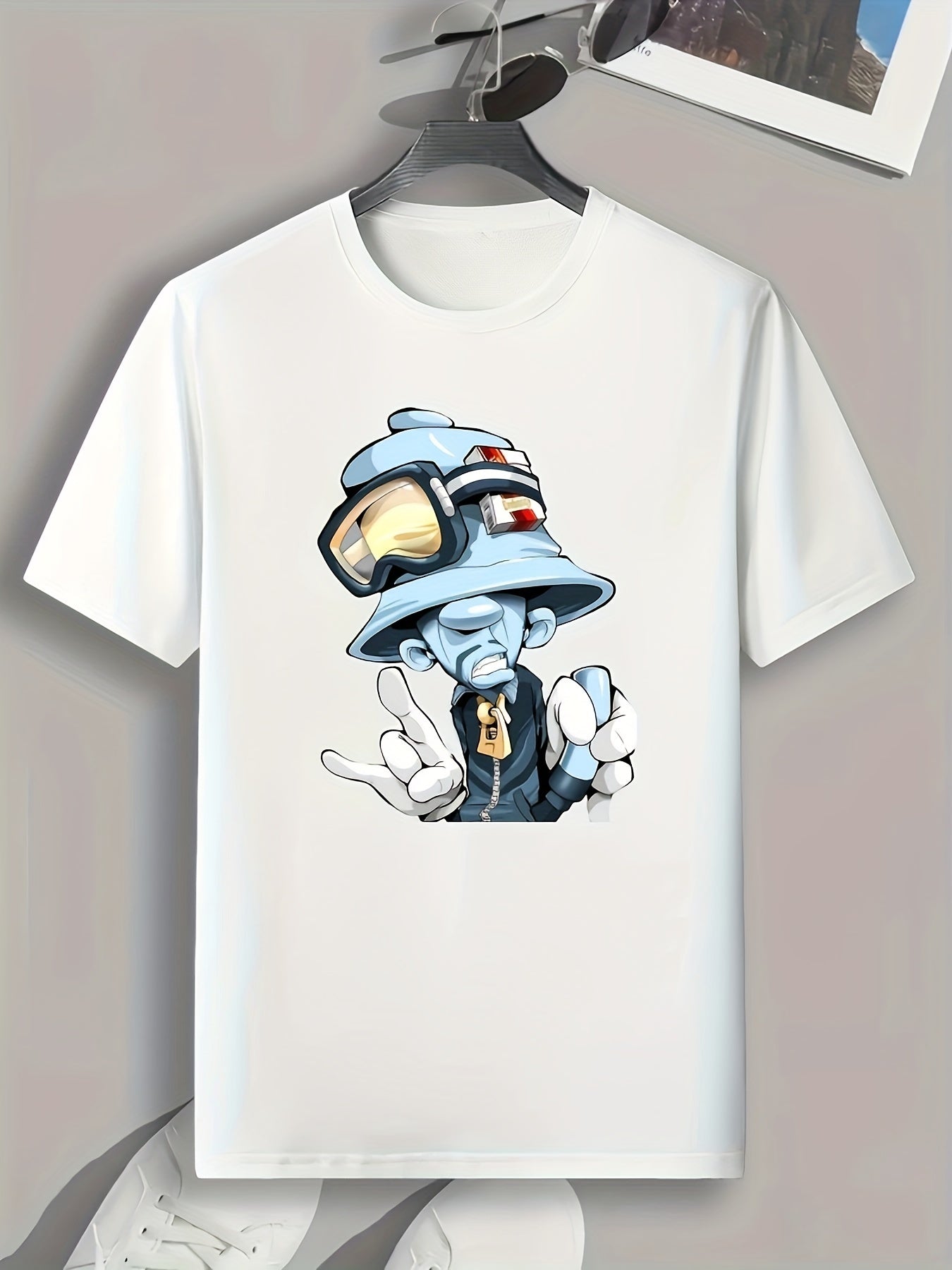 Funny Cartoon Print Men's Graphic T-shirt for Summer