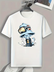 Funny Cartoon Print Men's Graphic T-shirt for Summer