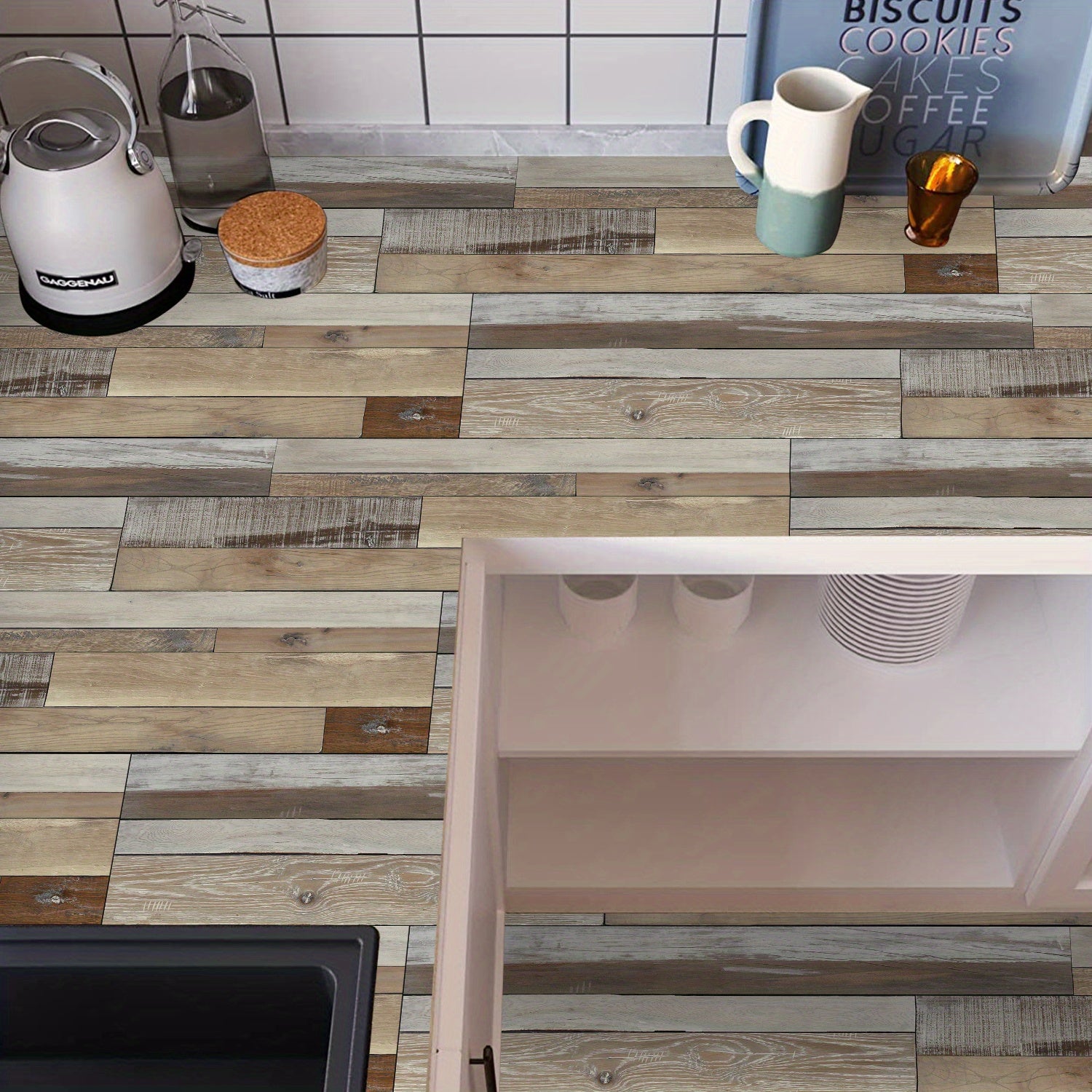Grey Wood Flooring Peel & Stick Tiles 15 x 88, Waterproof, Easy Install