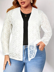 Lace Sleeve Open Front Cardigan