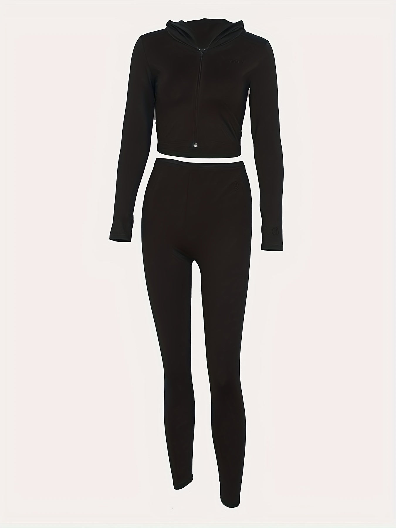 2pcs Yoga Sets Zipper Hooded Jacket & Leggings Women's Activewear