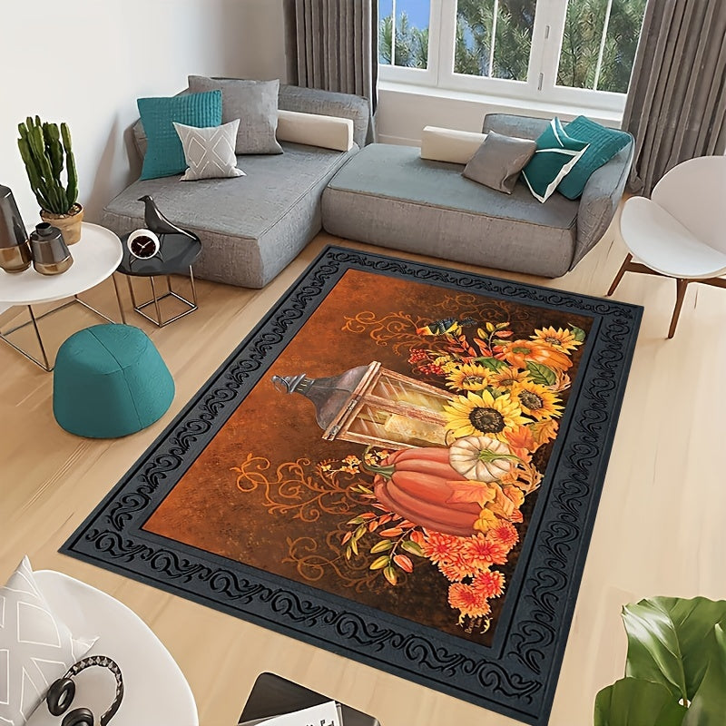 Halloween Pumpkin Print Area Rug Waterproof Non Slip Stain Resistant Floor Mat