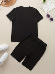 Nope Letter Print Crew Neck Tee & Slim Shorts Set Women's Clothing