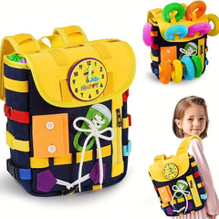 Kids Felt Toy Backpack Learn to Tie Shoes Activity Board for Early Education