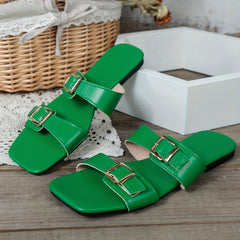 Women's Adjustable Strap Slide Sandals Casual Shoes Faux Leather