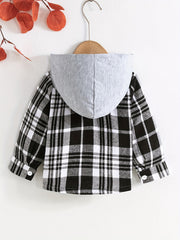 Baby Boy's Cotton Hooded Jacket Button Up Stretchy Coat