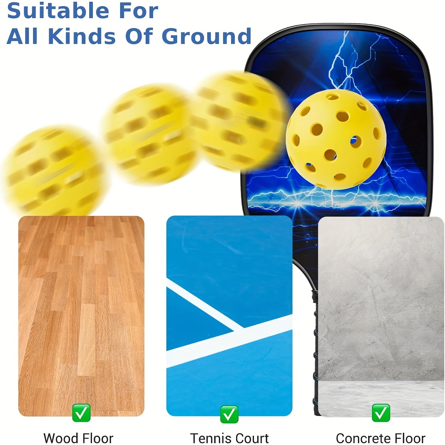 12pcs USAPA Approved Pickleballs with Mesh Bag, High Elasticity & Durable